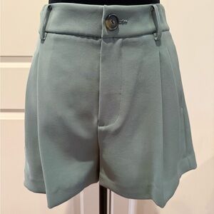 Vince Sage Green Tailored High-Rise Shorts